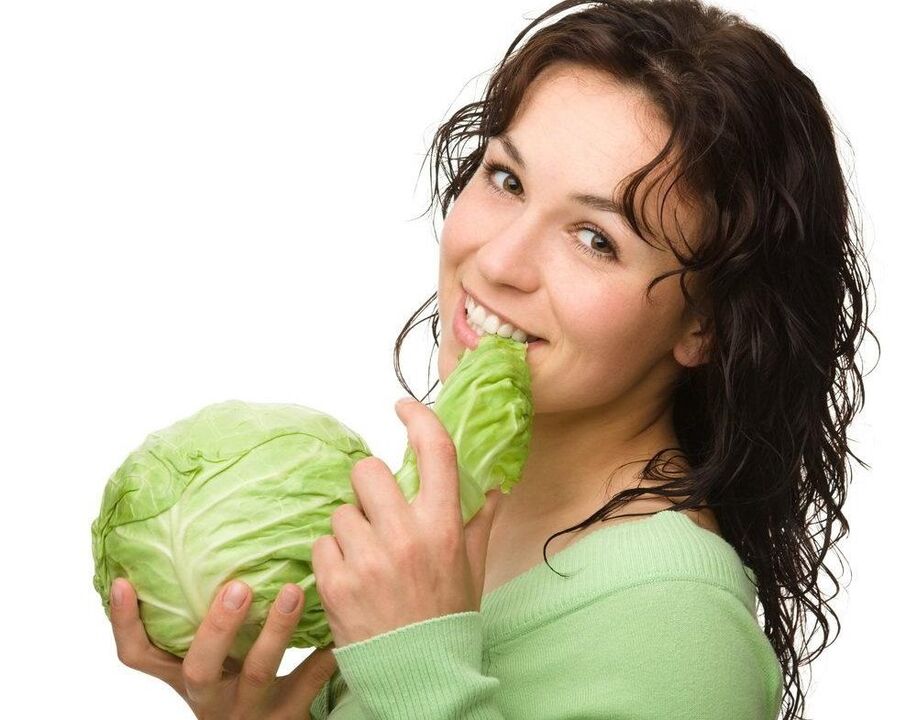 girl eating cabbage to enlarge her breast